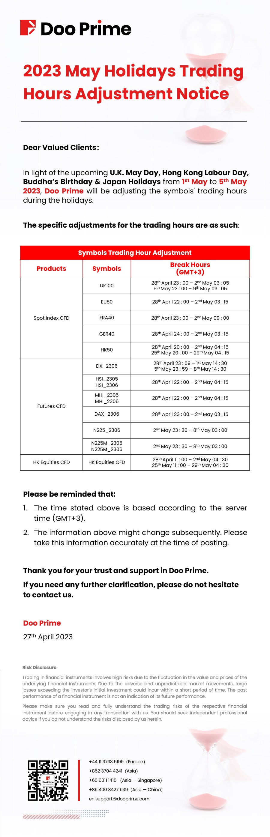 Doo Prime 小型铜期货​差价合约产品下架通知​