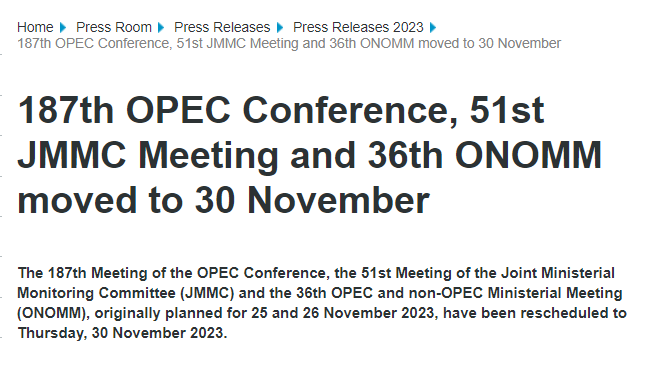 OPEC 无预警推迟会议，油价短线涨跌 